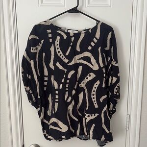 Entro Black and Cream 3/4 Sleeve Boxy Blouse
